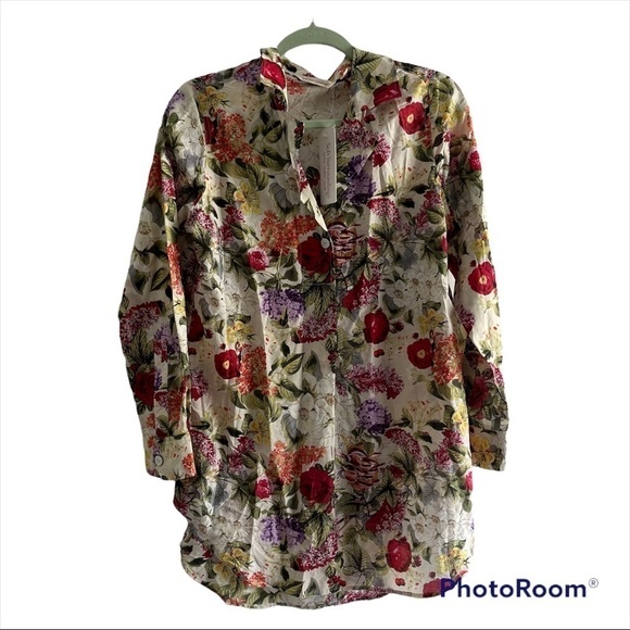 NEW Soft Surroundings Silk Blend Botanical Floral Blouse Size Small MSRP $89 - Picture 2 of 6